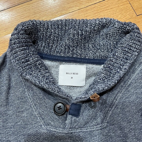 Billy Reid Mens Pullover Mock Shawl Neck Knit Sweater Gray Size Medium M EUC - Picture 11 of 11